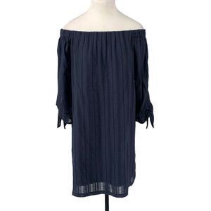 Bailey 44 Off Shoulder Dress Navy Blue Textured Anthropologie Large